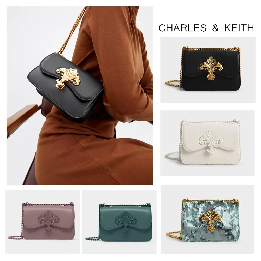 Charles & Keith Meriah Chain Strap Crossbody Bag in Black